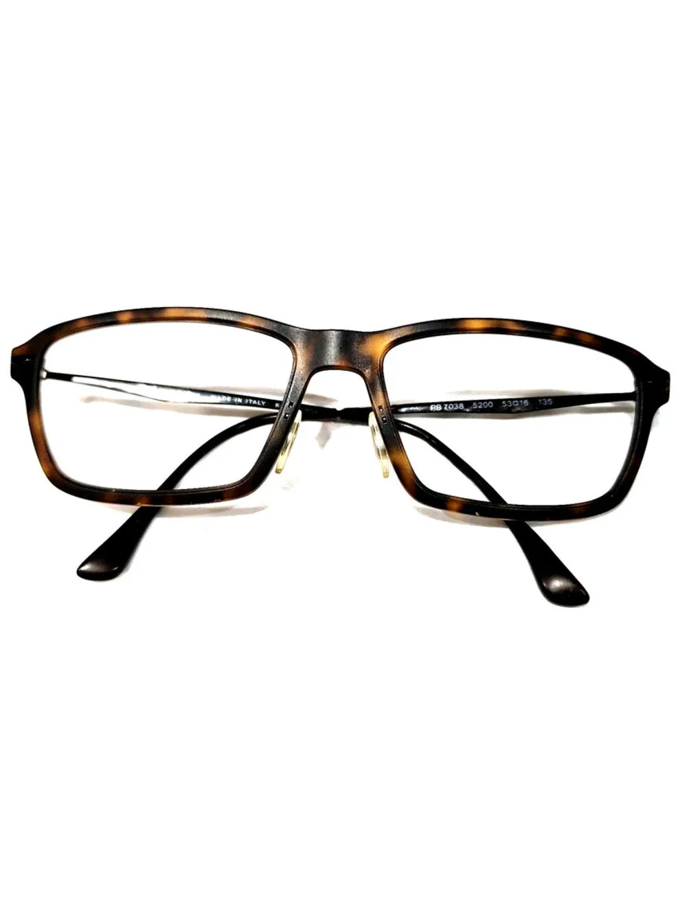Ray Ban RB7038 5200 Lightray Tortoise Square Eyeglasses 53-16 135 Italy